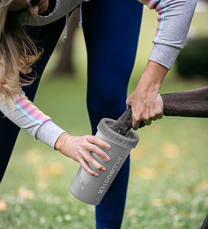 Dexas MudBuster Portable Dog Paw Cleaner, Premium Quality Large Gray Pet Accessory-PawvioPets