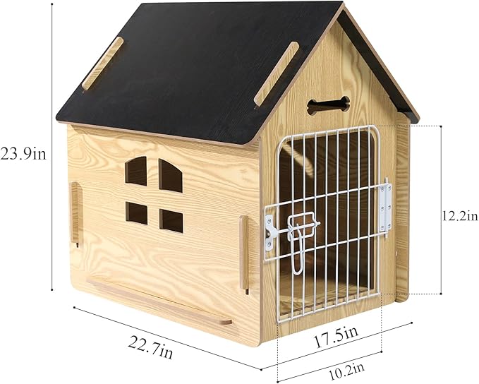 Dog House Indoor for Small Dogs or Cats, Cozy Wooden Design, Small Indoor Bed House, with Air Vents and Elevated Floor Warm Dog Cave-PawvioPets