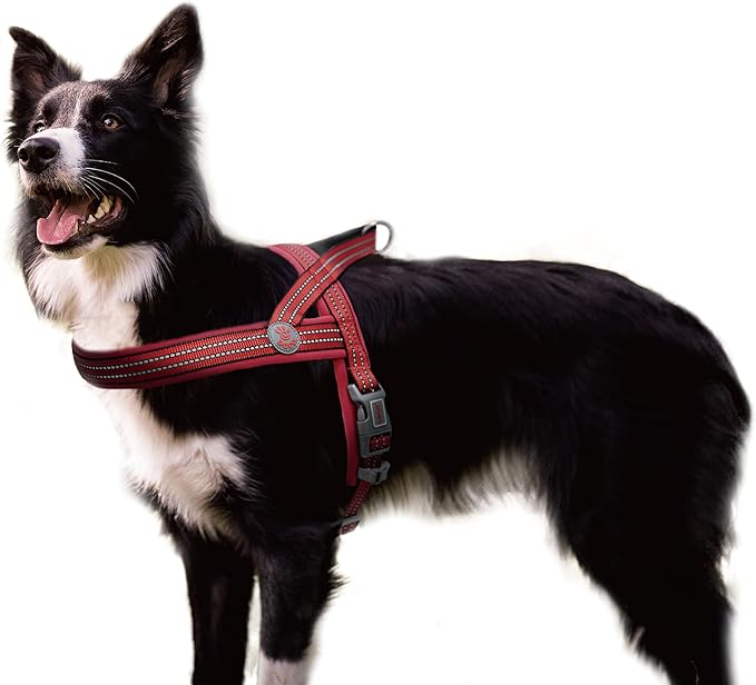 DOCO No-Pull Dog Harness Halter Reflective Easy-Control Harness for Training, Walking, and Preventing Pulling, Ideal for Large Dogs(Red)-PawvioPets