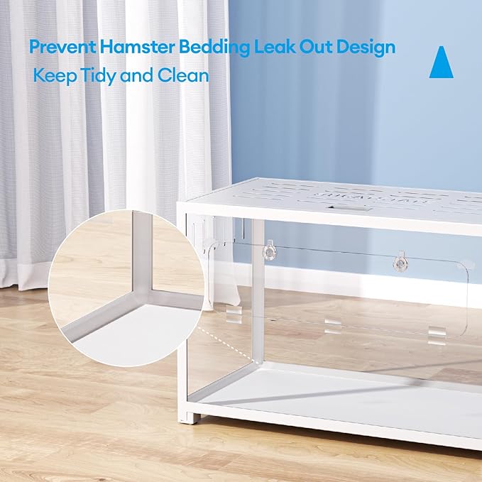 BUCATSTATE Hamster Cage Metal 2.0 - Small Animal Habitats Large Stackable with Top Access Easy Assemble 31.4L*17.6W*20H Inches Dwarf Syrian Hamster House for Guinea Pig, Gerbil (552sq inch White)-PawvioPets