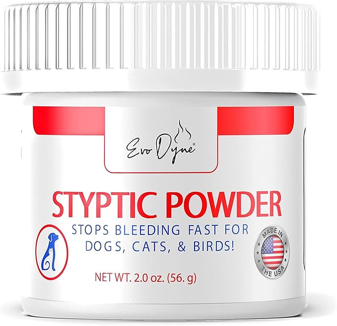 2-Pack Styptic Powder for Dogs, Cats, and Birds (2 oz) by Evo Dyne | Fast-Acting Blood Stop Powder for Pets | Quick Stop Bleeding Powder for Dog Nail Clipping, Grooming, Cuts and More-PawvioPets