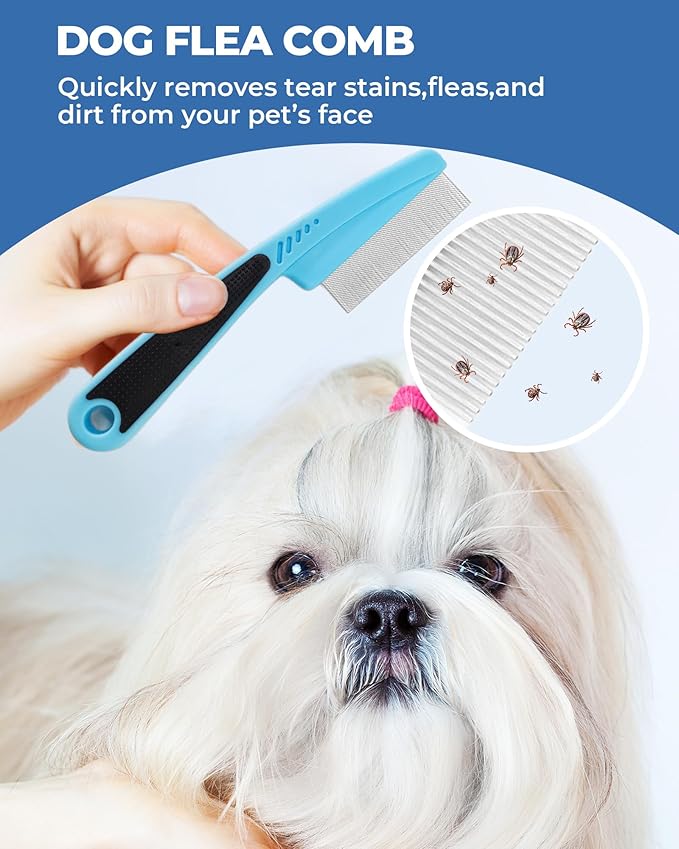 Dog Brush for Shedding Grooming,6 Pack Long-Pin Brush Set for Long Haired Dog Cat Goldendoodles Poodles Doodles Blue-PawvioPets