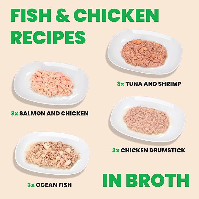 almo nature Wet Cat Food HQS Natural Rotational Diet Fish Selection & Chicken Drumstick - Variety Pack, Grain Free, Additive Free, Highly Digestible, Preservative Free 2.47-oz, 24 Pack-PawvioPets