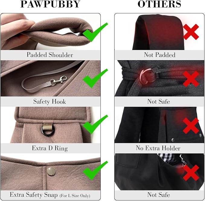 Dog & Cat Carrier Sling, Adjustable Soft Padded Shoulder Puppy Carrier, Hands-Free Dog Carrier Bag with Double Safety Buckles Premium Material for Outdoor Travel （Caramel, M）-PawvioPets