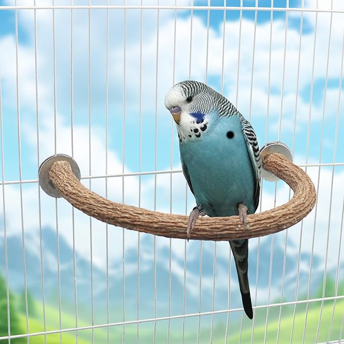 2 Pack Bird Perch Stand, Natural Wood U Shape Parrot Stand Pole, Bird Cage Accessories, Suitable for Small to Medium Birds Parakeets Cockatiels Budgie Lovebirds-PawvioPets