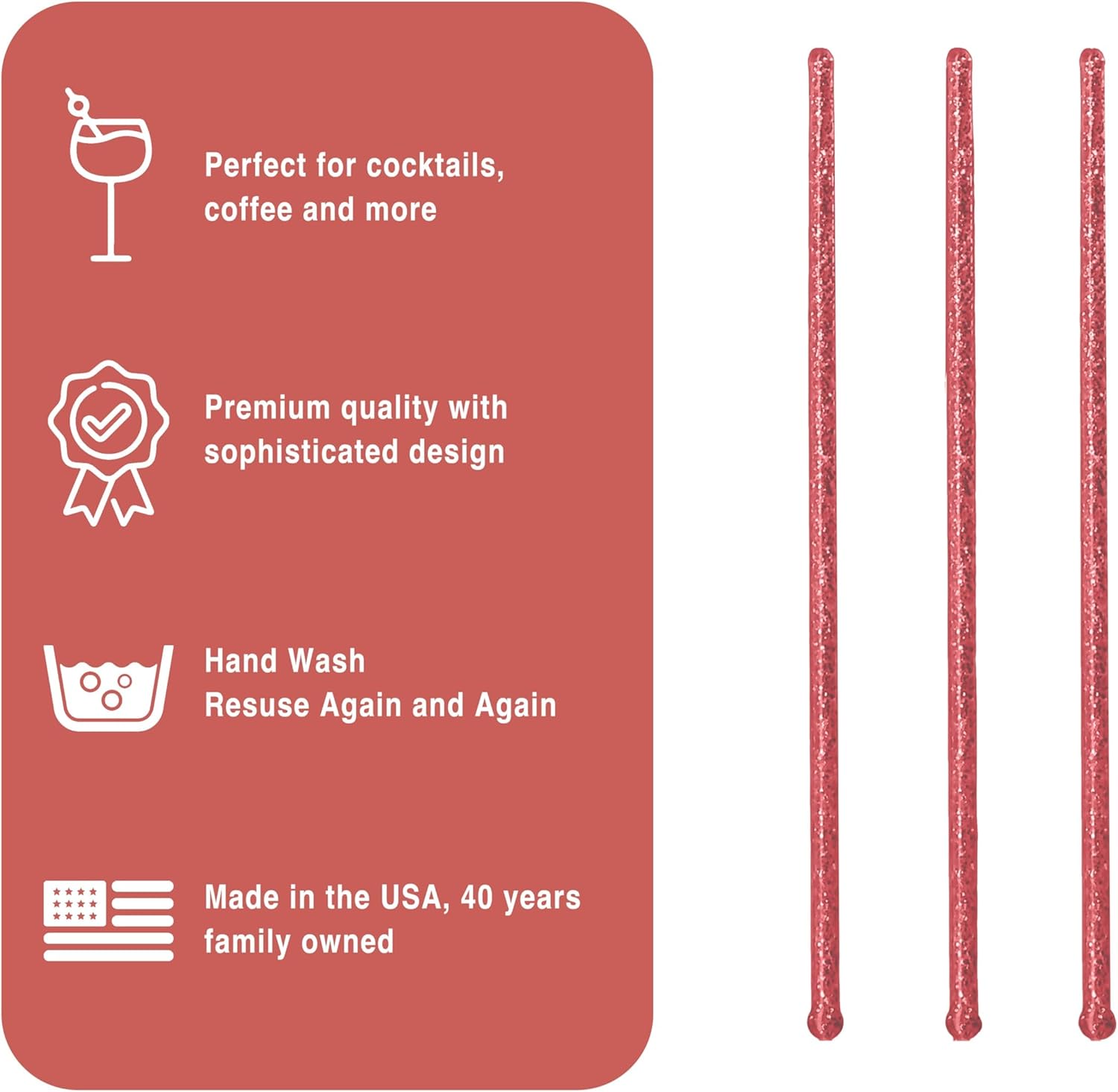 Coffee and Cocktail Stirrers, Reusable Plastic Drink Stirrer Sticks, 100 Ball Head Swizzle Sticks, Use as a Cocktail Garnish or Cake Pop Stick, and Restaurant Supplies, 6 inch (Red)