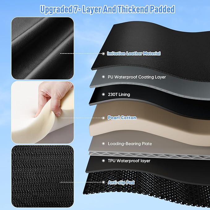 Back Seat Extender for Dogs, Dog Car Seat Cover for Back Seat with Hard Bottom,Waterproof Hammock for Car Pet Backseat Protector,Upgraded PU Leather Material for Car & SUV(Holds 400lbs)-PawvioPets