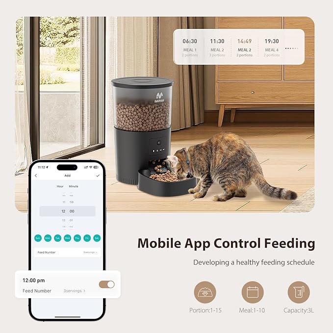 Automatic Cat Feeder with Camera, 1080P HD AI Pet Recognition Recording, 5G WiFi APP Remote Control, Timed Programmable Food Dispenser, Two-Way Audio, with Night Vision Function and Desiccant-PawvioPets