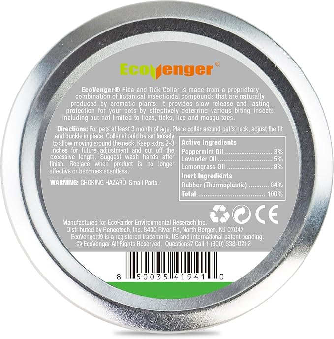 EcoVenger Flea & Tick Collar Repellent 2-Pack Green, Fits Both Dogs & Cats, Built-in Pant-Based Formula Strong Repellency Slow Release, Lasting Deterrence and Protection, Pleasant Aroma, Waterproof-PawvioPets