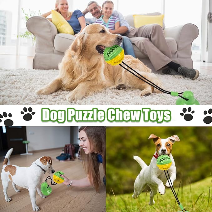 Dog Toys, Dog Chew Toys for Aggressive chewers, Puppy Training Treats Teething Rope Toys for Boredom, Puzzle Treat Food Dispensing Ball for Puppies Teething Small Dogs (Green)-PawvioPets
