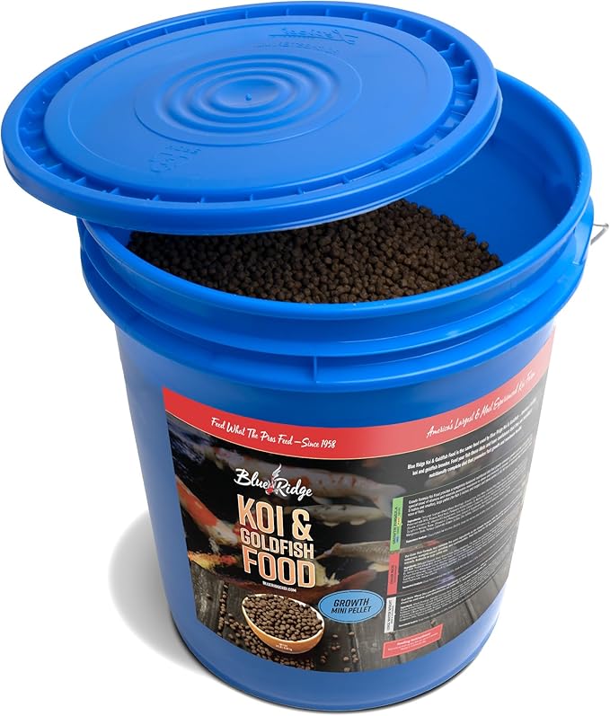 Blue Ridge Koi Fish Food 14lb - Koi Food Mini Growth Formula, Goldfish Food, Premium Fish Food for Ponds, Ponds Fish Food, Floating Pond Pellets-PawvioPets