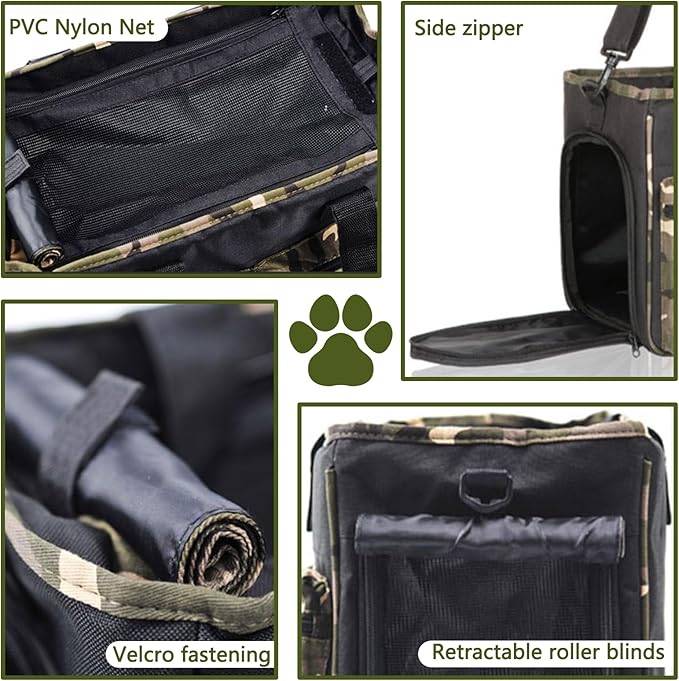 Cat Carrier Bag, Foldable Pet Bag Airline Approved, Pet Travel Carrier for Medium Cats Small Cats Dogs, Sturdy Transport Carriers Long Trips(Black)-PawvioPets