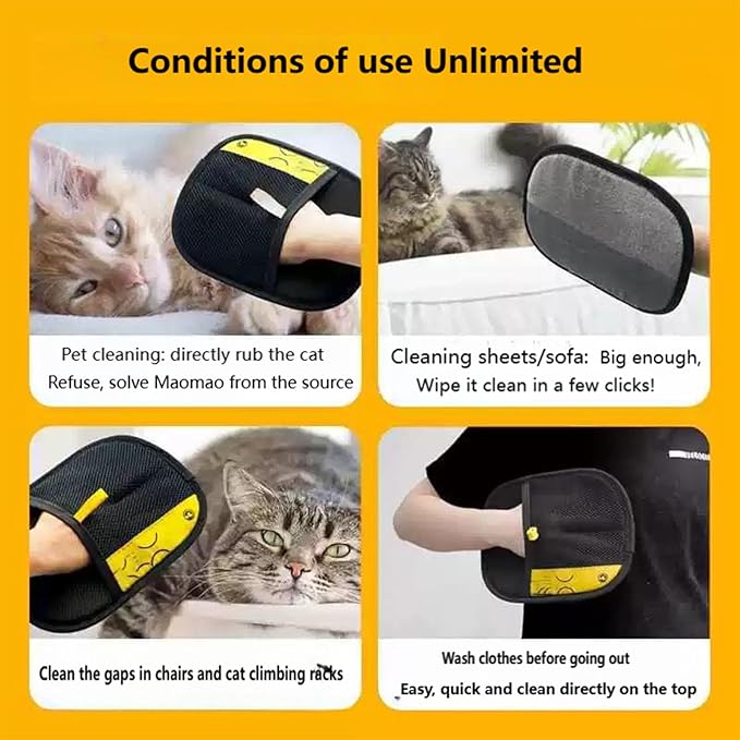 Fursweep Gloves Pet Hair Remover, Kivori Pet Grooming Glove, Pet Hair Remover Electrostatic Gloves, Furmingle Double Sided Cat Grooming Glove, Reusable Cat & Dog Hair Remover, for Couch, Carpet-PawvioPets