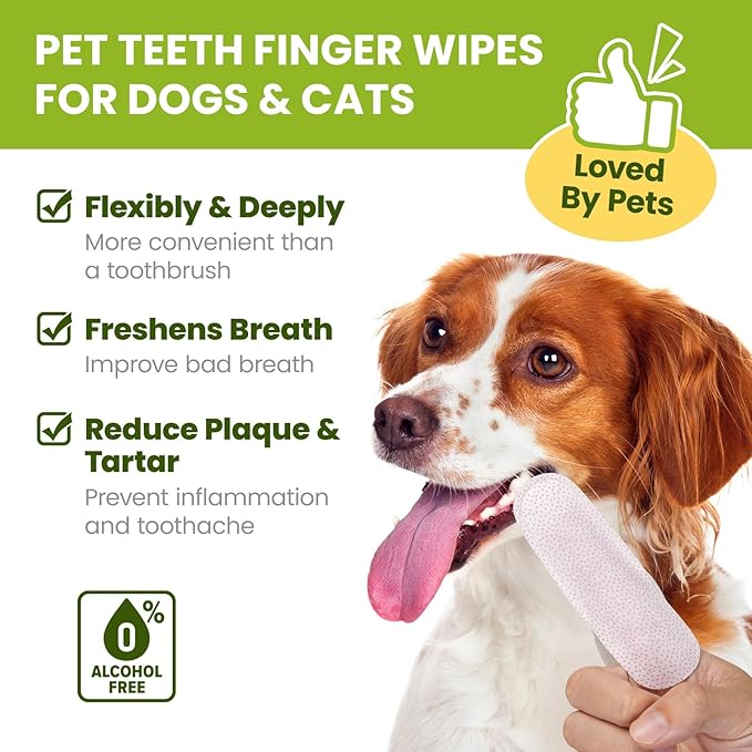 Dog Teeth Cleaning Wipes, Fresh Breath Pet Dental Finger Wipes for Dogs & Cats, Dog Dental Wipes Teeth Wipes, Lick-Safe Pet Toothbrus for Easy Removal of Tartar Buildup, Unscented, 50 PCS-PawvioPets