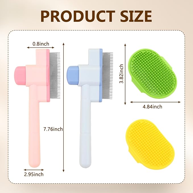 Cat Comb, Cat Grooming Brush, Self-Cleaning Flea Comb, Multi-Functional Pet Comb,Suitable for Pet Massage, Cleaning And Hair Removal-PawvioPets