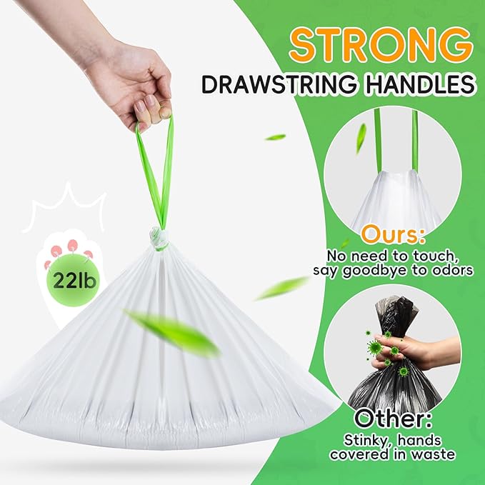 60 Pack Cat Litter Box Liners for Meo Want SC01, MW-SC02, MW-LR01,1.5 Mil Thick Drawstring Heavy Duty Leak-proof Disposable Smart Self-Cleaning Litter Box Robot Waste Drawer Trash Bags 18" x 12.6"-PawvioPets