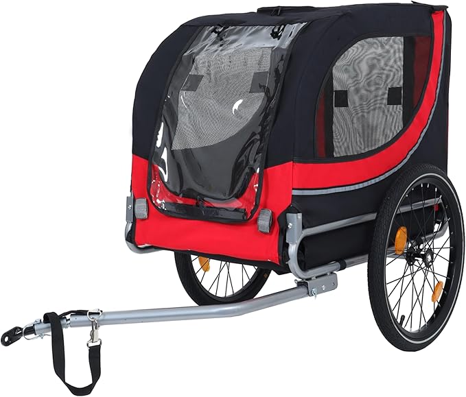 Blue-Grey Large Folding Bike Trailer for Dogs – Heavy-Duty Steel Frame, 66LB Capacity Pet Carrier for All-Terrain Cycling, Jogging & Camping Adventures!-PawvioPets