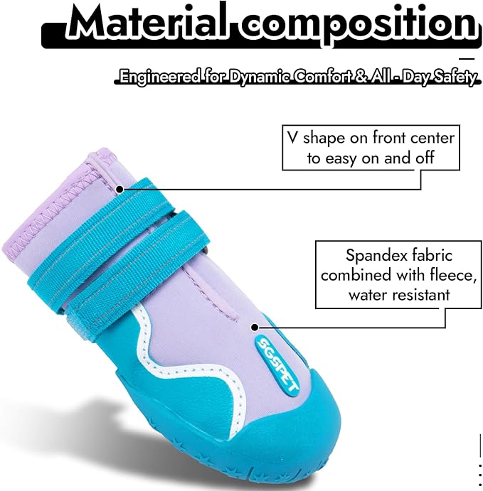 Dog Shoes, Waterproof Dog Boots & Paw Protectors with Anti-Slip Sole, 4pcs/Set Pet Dog Booties, Reflective Dog Shoes for Small Medium Large, Winter Snowy Summer Hot Pavement (Blue, 5# (M))-PawvioPets