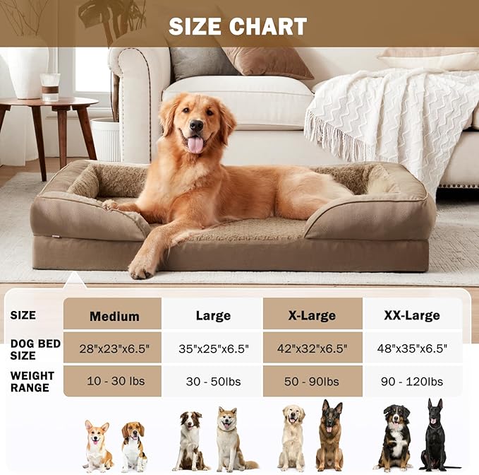 INVENHO Orthopedic Large Dog Bed, Washable Waterproof, Egg-Crate Foam Dog Couch Bed with Washable Removable Cover, Waterproof Lining and Nonskid Bottom-PawvioPets
