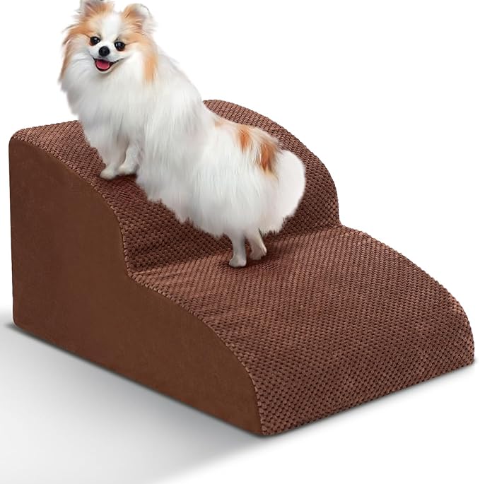 Dog Stairs for Small Dogs - High Density Foam Pet Steps, Extra Wide Dog Ramp with Non-Slip Bottom for High Beds, Couch and Sofa, Best for Dogs Injured, Older Doggy Cats-PawvioPets