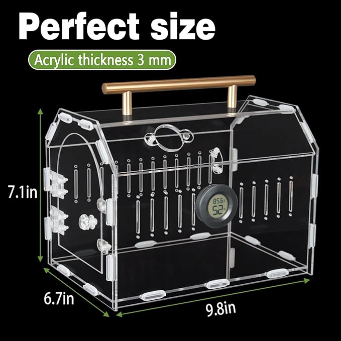 Acrylic Tarantula Enclosure – Escape-Proof Reptile Terrarium with Magnetic Lock, Front Opening for Easy Cleaning, Ideal for Jumping Spiders, Hermit Crabs & Small Pets-PawvioPets