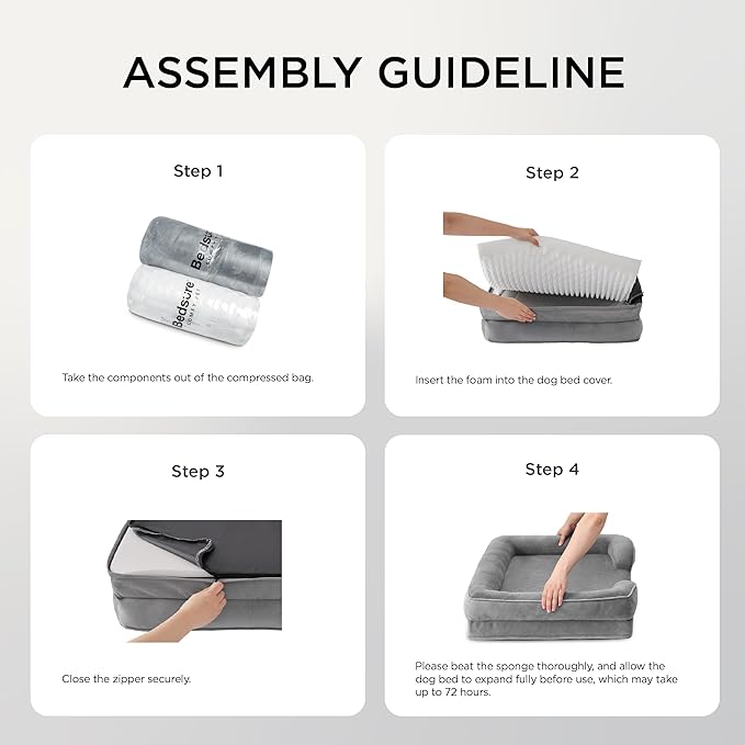 Bedsure Orthopedic Dog Bed Medium Size Dogs - Washable Medium Dog Cat Bed Waterproof, Comfort Pet Couch Sofa with Washable Removable Cover, Pets Bed with Nonskid Bottom, Grey, 28"-PawvioPets