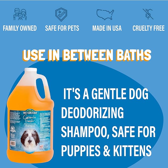 Bio-Groom Groom'n Fresh Dog Shampoo – Odor Eliminating, Dog Bathing Supplies, Puppy Wash, Cat & Dog Grooming Supplies, Cruelty-Free, Made in USA, Dog Products – 1 Gallon-PawvioPets