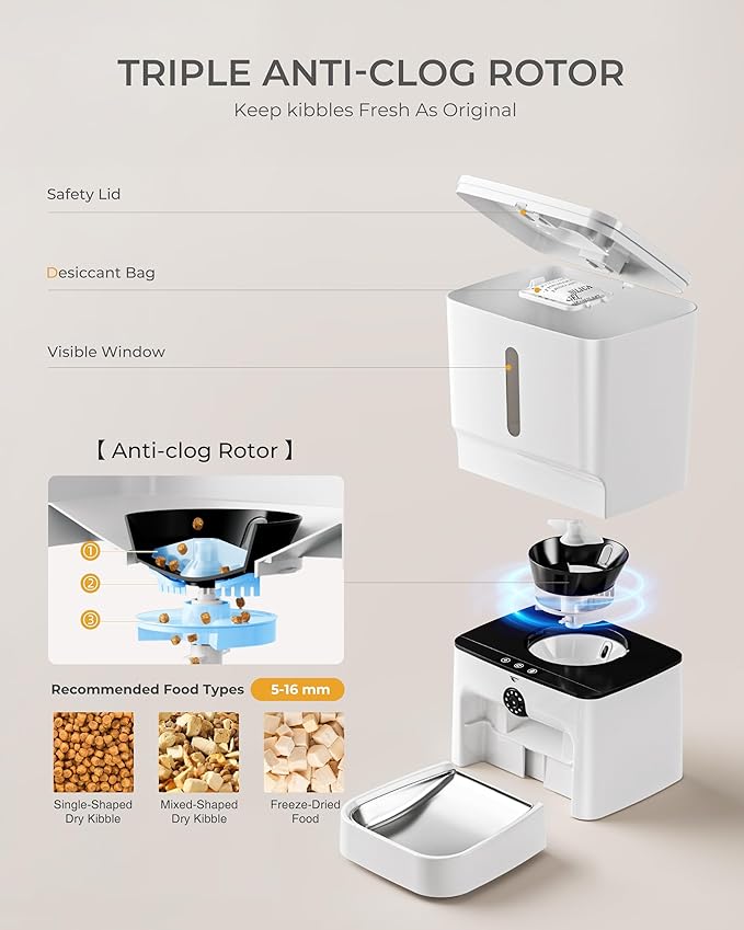 Automatic Cat Feeder with Camera, 7L Timed Dog Feeders, Adjustable Camera, 1080P HD Night Vision, Automatic Dog Feeder, 5G WiFi Cat Food Dispenser with 2-Way Audio, Low Food & Motion Alerts-PawvioPets