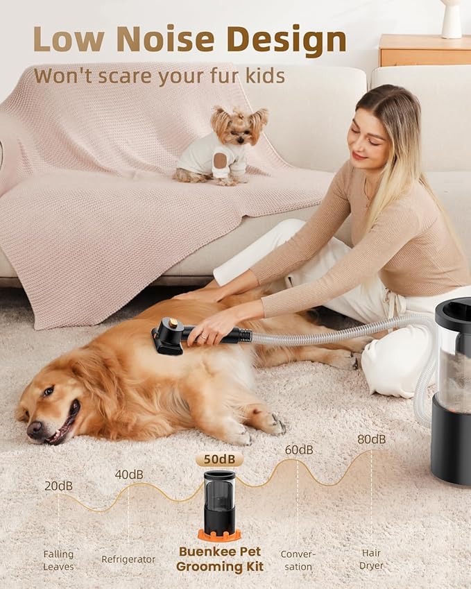 Dog Grooming Vacuum, 4.5L Extra-Large Dust Cup Dog Grooming Kit, 14000Pa High-Suction Pet Groomer with Clippers, Low-Noise All-in-One Shedding Control Set for Home Use-PawvioPets