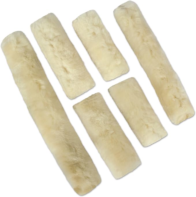 ECP Equine Comfort Products Merino Sheepskin Halter Fleece Set for Horses, 100% Natural Wool, Chafe Protection, Breathable Relief & Cushioned Comfort, Machine Washable, 6-Piece Set-PawvioPets