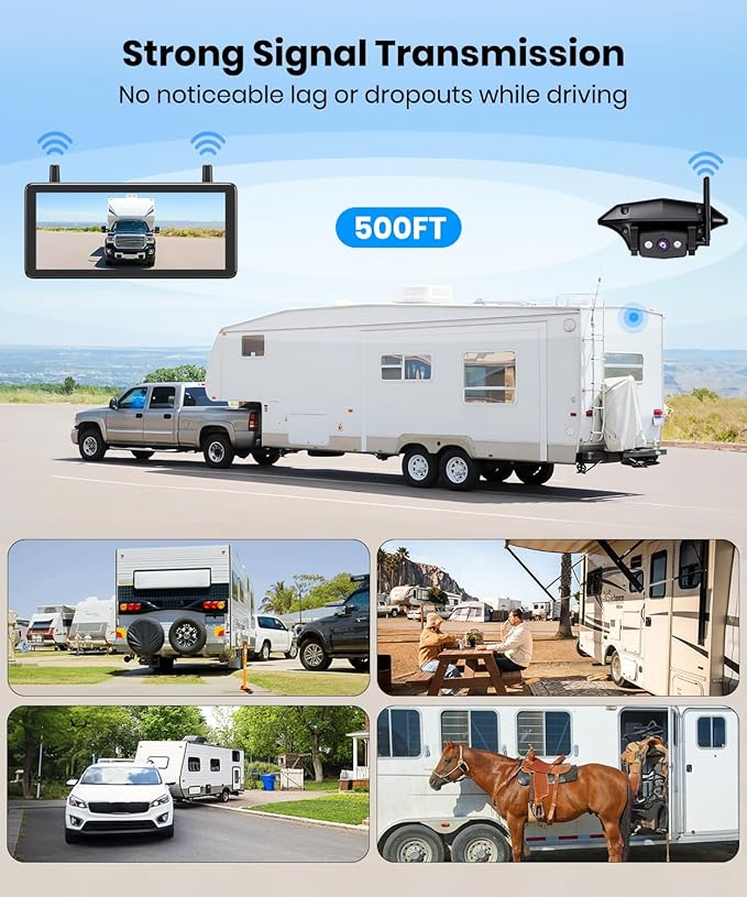 AUTO-VOX RV Backup Camera Wireless Plug and Play: Pre-Wired for Furrion System, IR Night Vision, HD 1080P 7.2'' DVR 3-Channels, Stable Signal & Wide Angle Rear View Camera for Trailer Camper Motorhome-PawvioPets