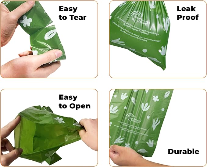 Best Pet Supplies Poop Bags for Dogs, 50% Post-Consumer Recycled Content dog waste bags on rolls, fits all poop bag holders for leashes - 150 Count, Green, Unscented-PawvioPets