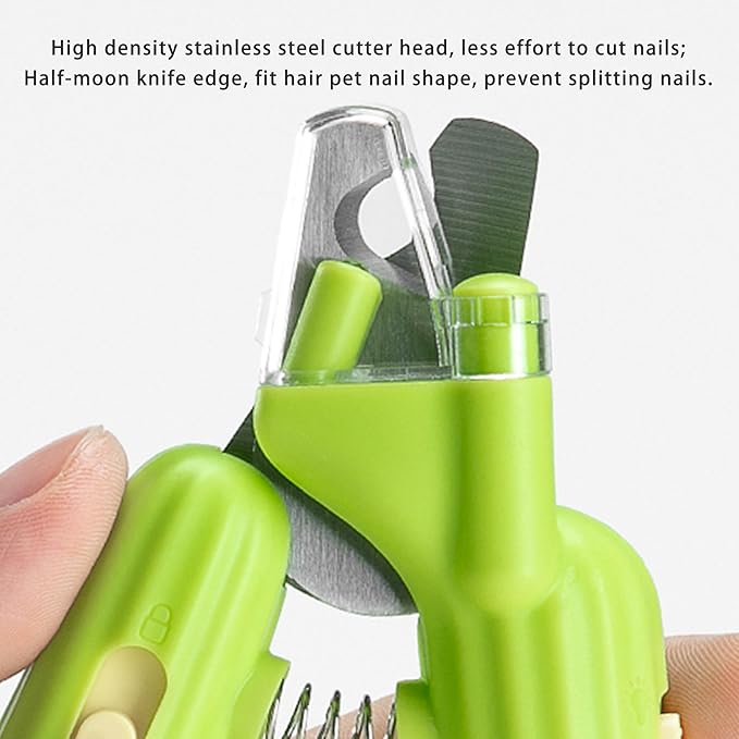 Cactus Shaped Cat Nail Clippers - Durable, Ergonomic Pet Grooming Tool for Cats & Kittens - Safe, Sharp, and Comfortable Claw Trimmer(Green)-PawvioPets