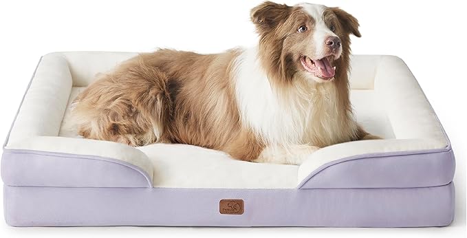 Bedsure L Plus Orthopedic Dog Bed for Large Dogs - Washable Dog Cat Bed Waterproof, L Plus Big Comfort Dogs Couch Sofa with Washable Removable Cover, Pet Bed with Nonskid Bottom, Lavender, 38"-PawvioPets
