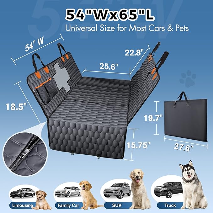 3-in-1 Convertible PU Leather Dog Car Seat Extender & Booster Seat – 400lb Capacity, Waterproof, Hard Bottom, Scratch-Proof Hammock for Cars & SUVs-L-PawvioPets