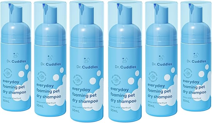 Foaming Dog Dry Shampoo, Travel Size Waterless Dog Shampoo No Rinse, Waterless Cat Shampoo, Natural Botanicals & Deodorant for Dogs & Cats, Vet Formulated, Cleans & Conditions, Summer Pawty Pack of 6-PawvioPets