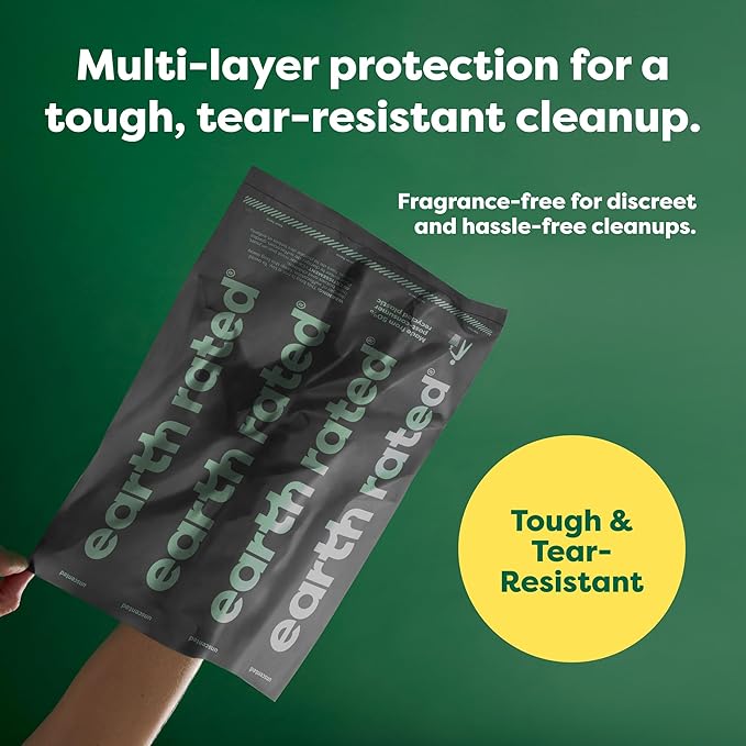 Earth Rated Odor-Blocking Poop Bags for Dogs with 3X Protect, Guaranteed to Block Smells & Leak-Proof Performance, Conceals Smell & Mess, Unscented, 108 Count-PawvioPets