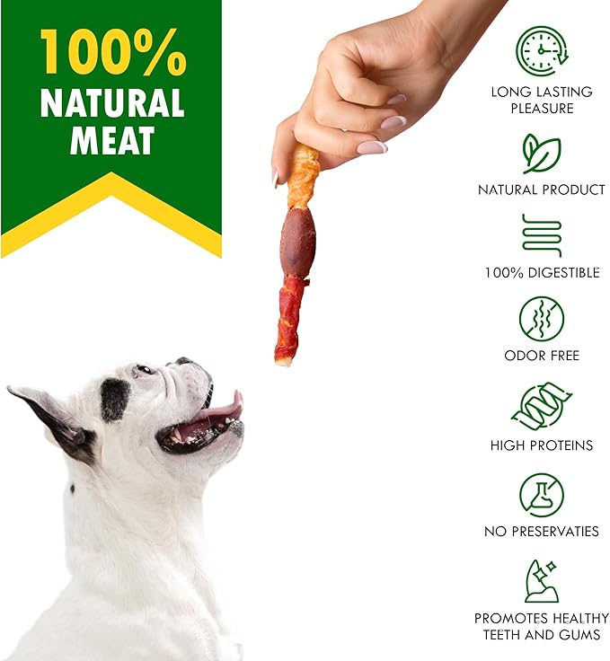 Dog Treats Rawhide Sticks Wrapped with Chicken 11 oz Pet Natural Chew Treats - Grain Free Meat & Human Grade Dried Snacks - Best for Small & Large Dogs (10.6 Ounce (Pack of 1), Triple Sticks)-PawvioPets