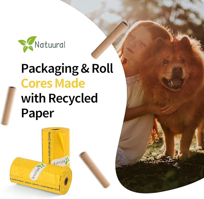 Dog Poop Bags Rolls-600 Counts, 40Rolls, Biodegradable Poop Bags Made of Cornstarch, 100% Leak Proof and Easy to Open (Yellow)-PawvioPets