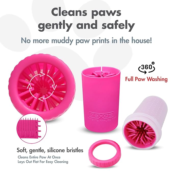 Dexas Pink Medium Dog Paw Cleaner, MudBuster - Premium Quality Pet Supplies and Dog Accessories for Dogs, Easy to Use, Mess Free, BPA Free, Patented Product-PawvioPets