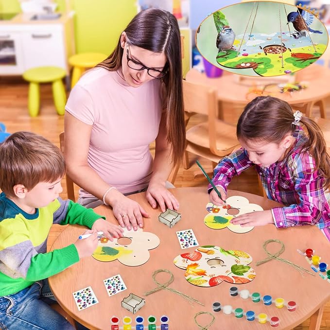12 Pack Bird Feeder Craft Kits for Kids Ages 3-5 4-8 8-12, DIY Wooden Art Painting Outdoor Bulk Toys for Boys & Girls, Easter Christmas Gifts, Party Favor Gifts for Nature Loving Children-PawvioPets