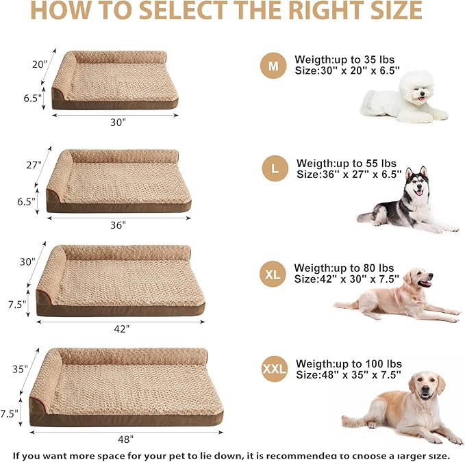 BFPETHOME Orthopedic Dog Beds for Large Dogs-Waterproof Sofa Dog Bed with Removable Washable Cover, Large Pet Bed with Waterproof Lining and Nonskid Bottom, Pet Bed for Dogs-PawvioPets