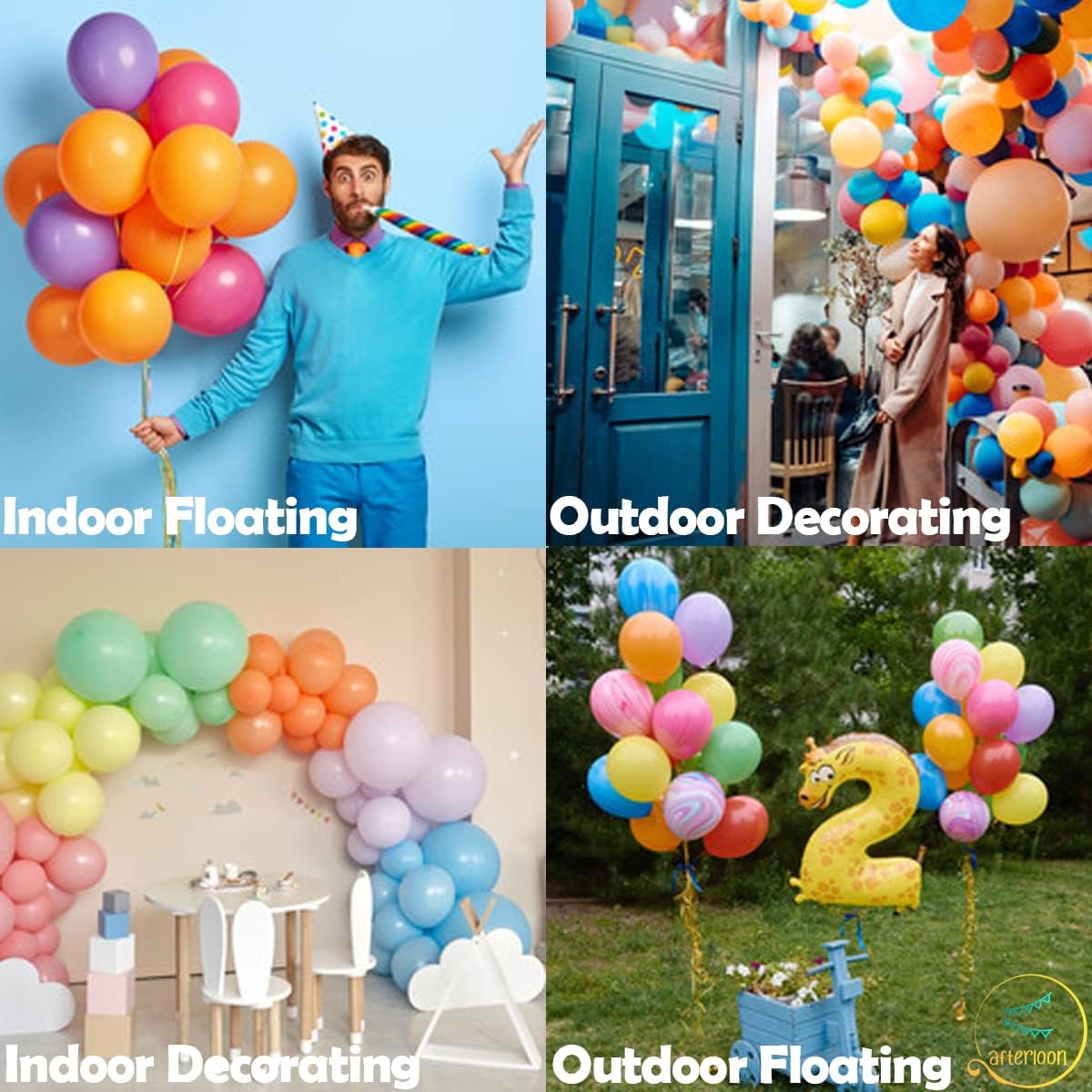 AFTERLOON® Biodegradable Balloons 24 pcs Pastel Green 10 Inch, Matte Color Thickened Extra Strong Natural Latex Helium Float, Colorful Bulk Color ballon Globos Para Decoration De Fiestas Kids