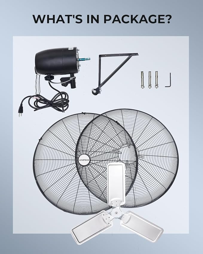 30 inch Wall Mount Fan Oscillating, 3-Speed 8850 CFM High Velocity Industrial Wall Mounted Fan, Heavy Duty Air Circulator for Garage, Shop, Gym, Workshop, Covered Patio - UL Listed-PawvioPets