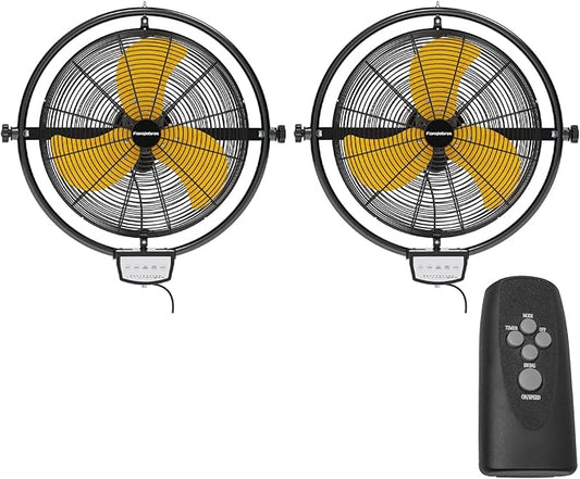 2 PCS 20 IN 5500 CFM Remote Control Wall Mount Fan, 3 Speed High Velocity Wall Fan with Timer, Air Circulator for Garage, Commercial, Greenhouse, Warehouse & Gazebo Use, UL Listed-PawvioPets