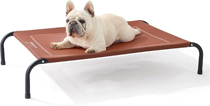 Bedsure Outdoor Elevated Dog Bed Medium Size Dog, Portable Indoor & Outdoor Cooling Raised Cot Pet Hammock Bed with Skid-Resistant Feet, Frame with Breathable Mesh, Terracotta, 43 inches-PawvioPets