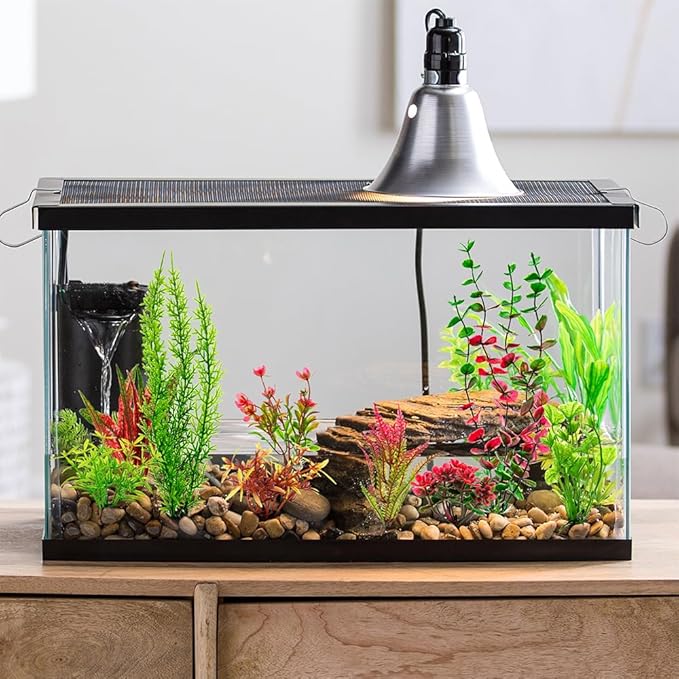 18-Piece Artificial Aquarium Plants Decorations – Large Set with Red & Green Foliage, Fish Tank Decor for Betta, Goldfish, Freshwater & Saltwater Tanks, Weighted Bases-PawvioPets