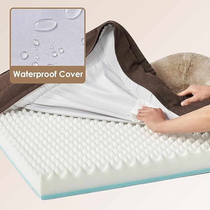 EHEYCIGA Memory Foam XL Dog Bed for XLarge Sized, Extra Large Orthopedic Dog Sofa with Sides and Waterproof Liner, Washable Bolster Pet Bed Couch with Removable Cover, 42x30x7.5 Inch, Brown-PawvioPets
