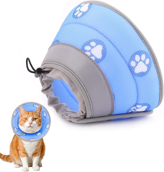 Cat Cone Collar Soft to Stop Licking After Surgery Cat Recovery Collar for Small Large Cats Adjustable Elizabethan Collar-PawvioPets