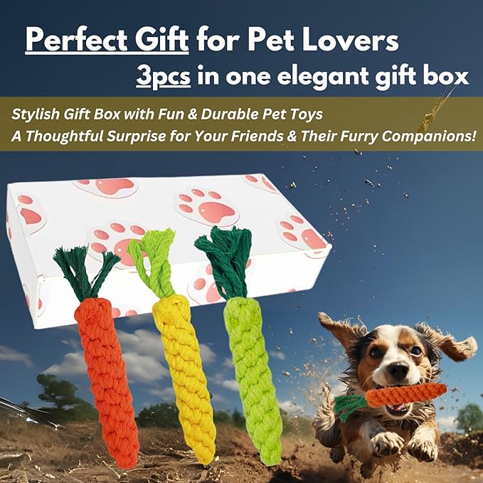 3PCS Mixed Color Woven Pet Rope Toys (Yellow, Green, Orange), Chew Toys for Dogs & Cats, Safe & Durable Braided Rope Toys for Pets-PawvioPets